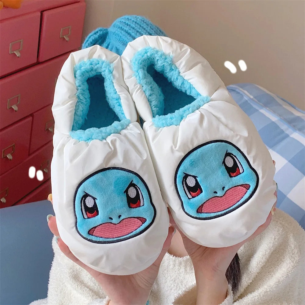 Pokémon Plush Winter Slippers – Gengar & Squirtle Waterproof Cotton Home Shoes