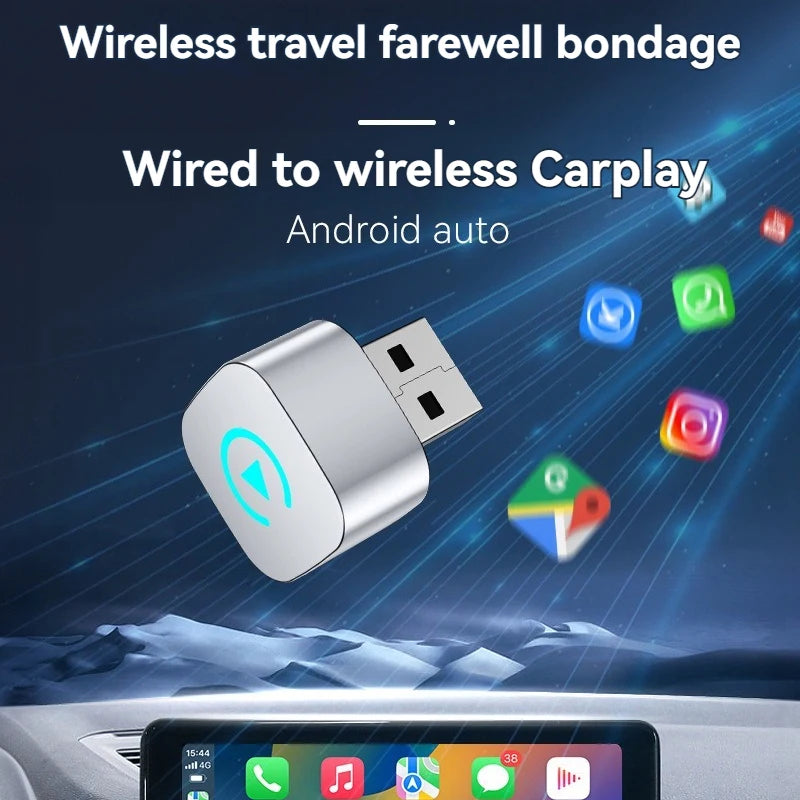 Plug & Play Car Adapter – Wireless CarPlay + Android Auto