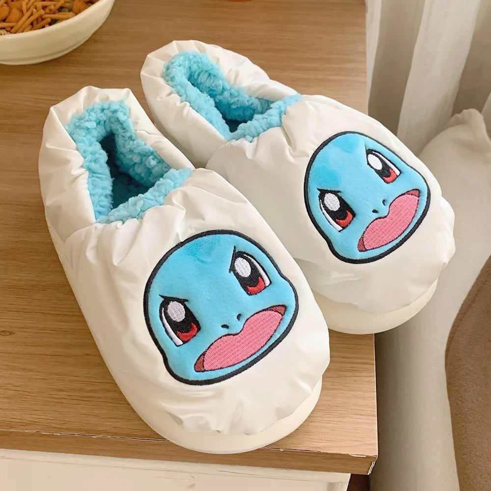 Pokémon Plush Winter Slippers – Gengar & Squirtle Waterproof Cotton Home Shoes