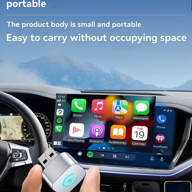 Plug & Play Car Adapter – Wireless CarPlay + Android Auto