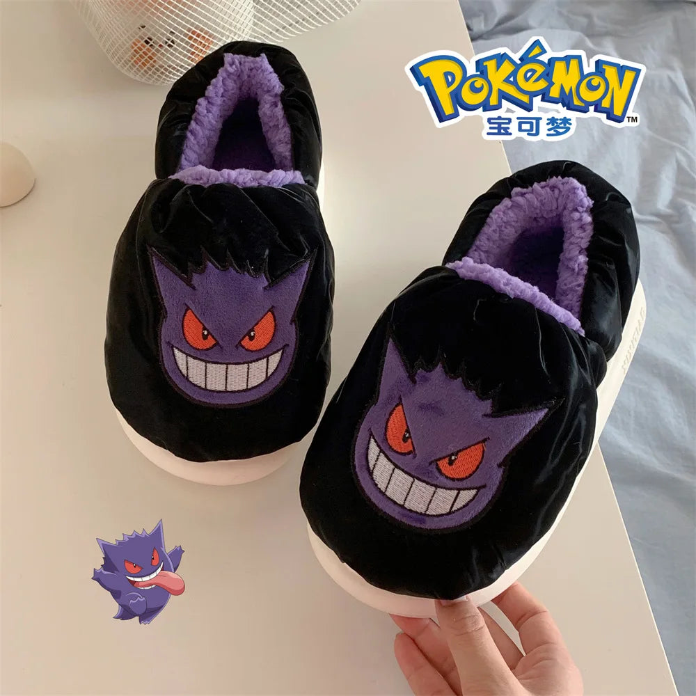 Pokémon Plush Winter Slippers – Gengar & Squirtle Waterproof Cotton Home Shoes