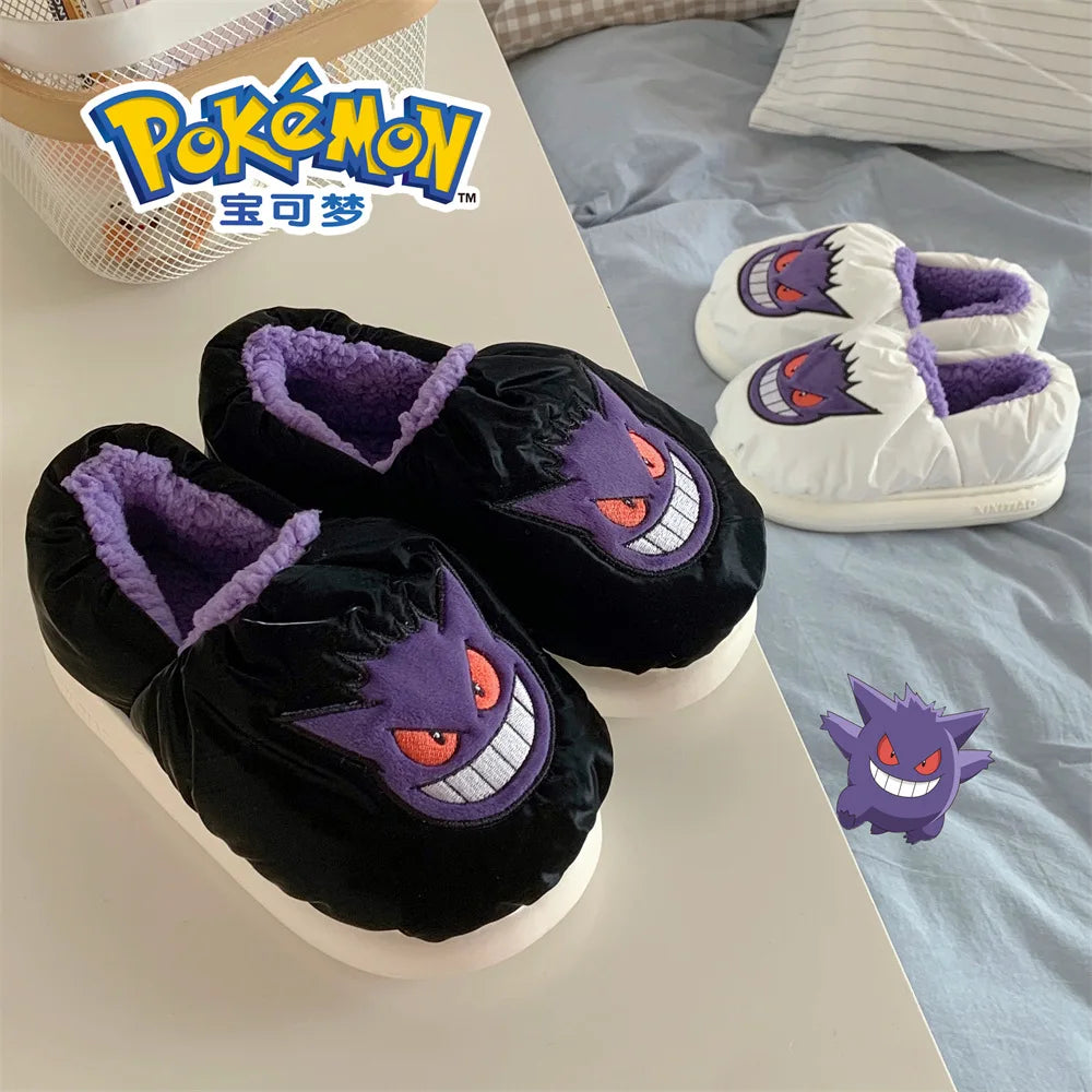Pokémon Plush Winter Slippers – Gengar & Squirtle Waterproof Cotton Home Shoes
