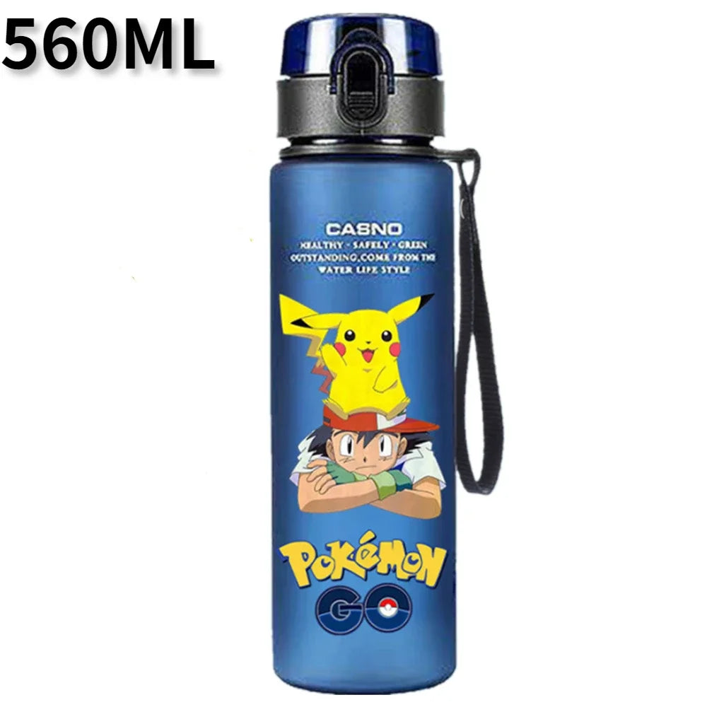 Pokémon 560ML Water Bottle – Pikachu & Squirtle Portable Sports Cup for Kids & Adults