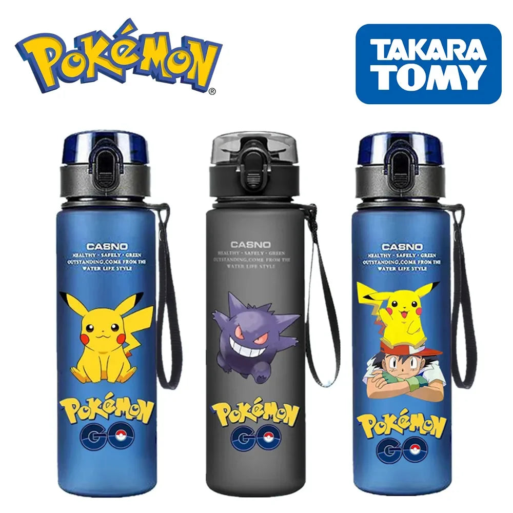 Pokémon 560ML Water Bottle – Pikachu & Squirtle Portable Sports Cup for Kids & Adults