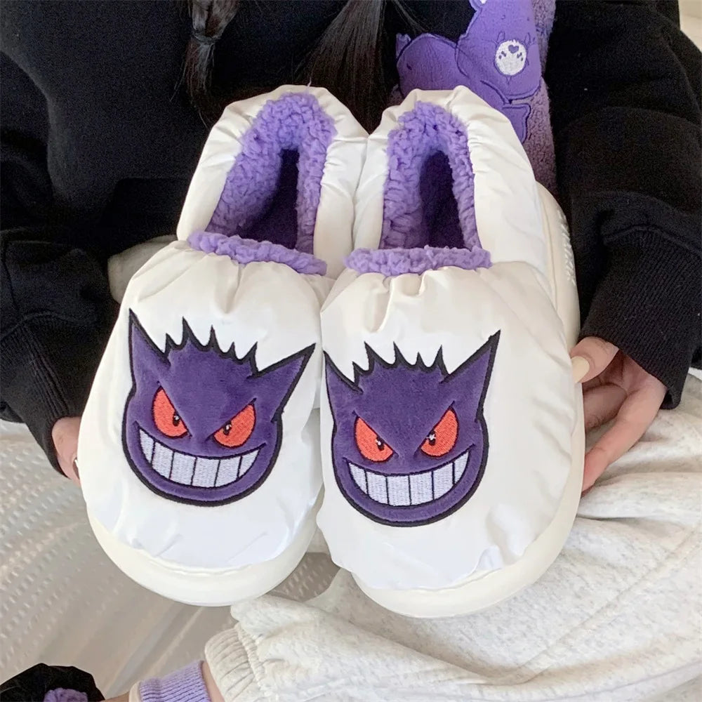 Pokémon Plush Winter Slippers – Gengar & Squirtle Waterproof Cotton Home Shoes