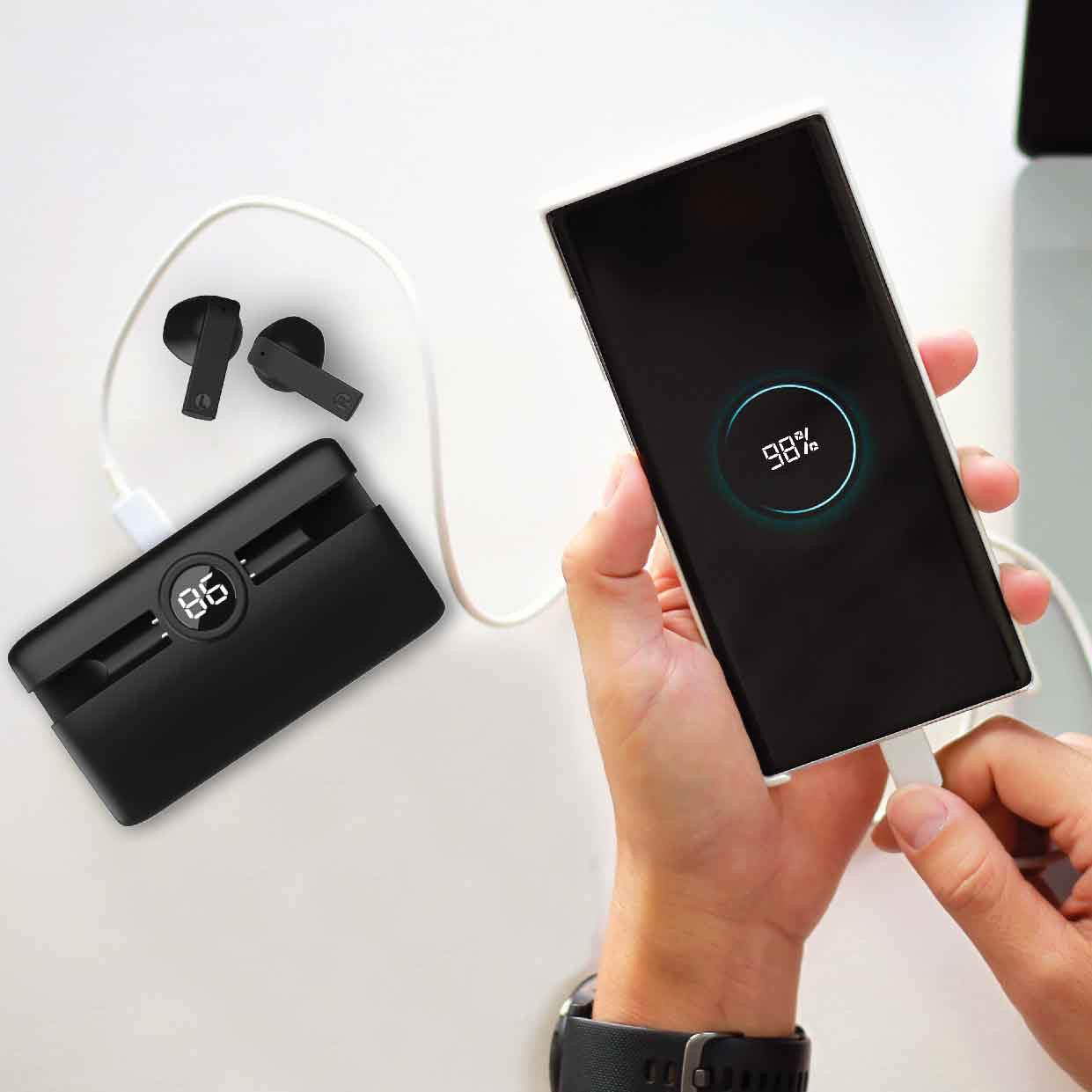 Laser TWS Earbuds with Powerbank Case Black