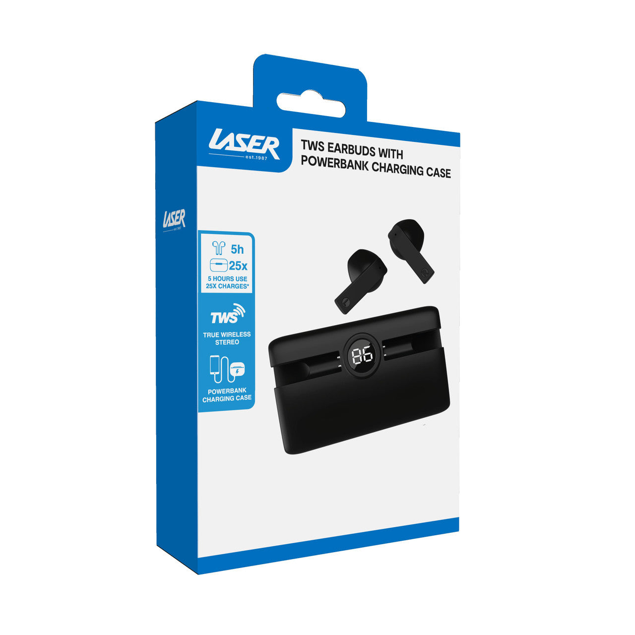 Laser TWS Earbuds with Powerbank Case Black