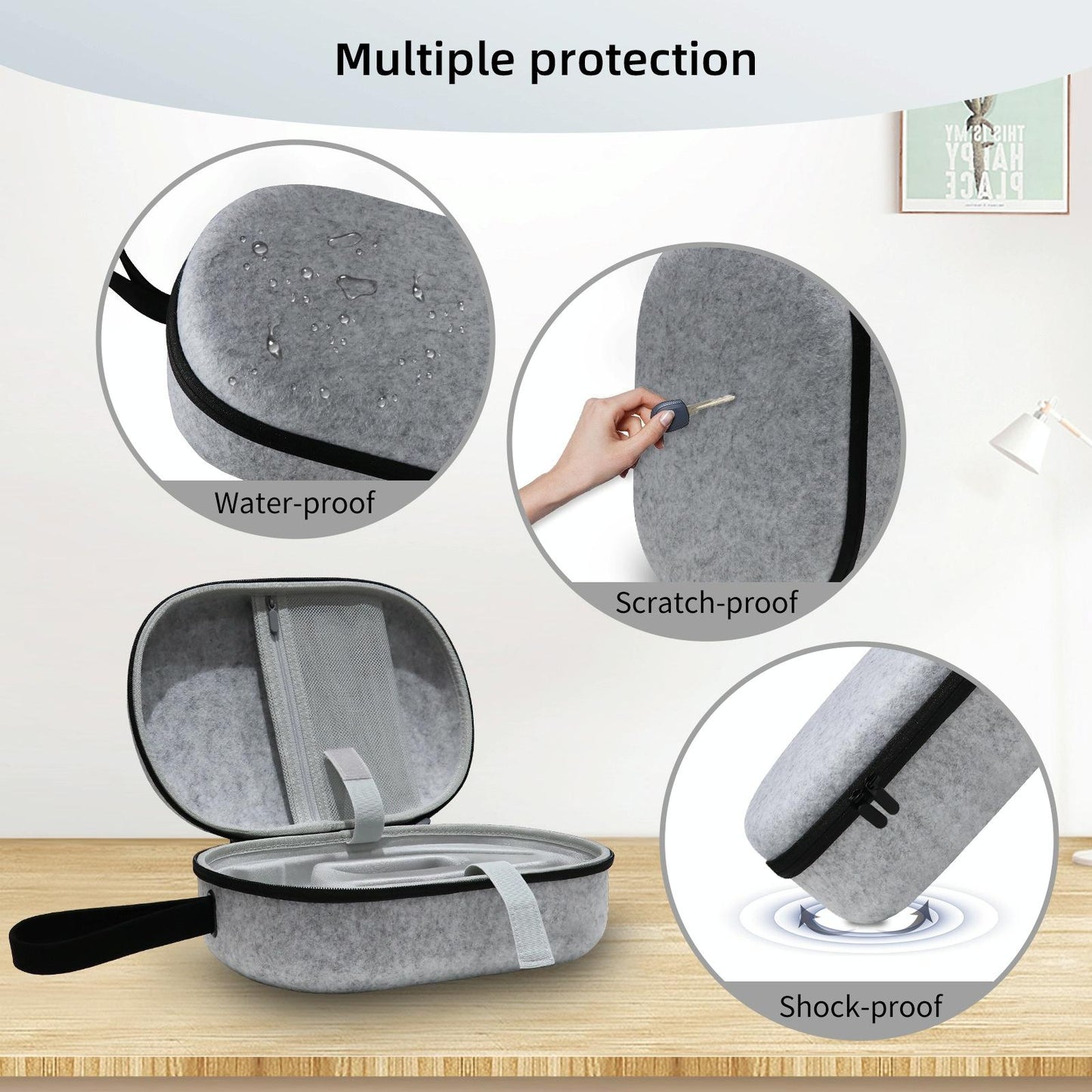 Portable Vr Headset Storage Bag for Apple Vision Pro Glasses - Gray Felt - Gray Felt