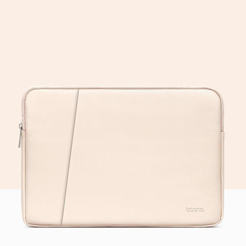 Double-Layer Leather Laptop Bag - Apricot - 16 / 17 Inch