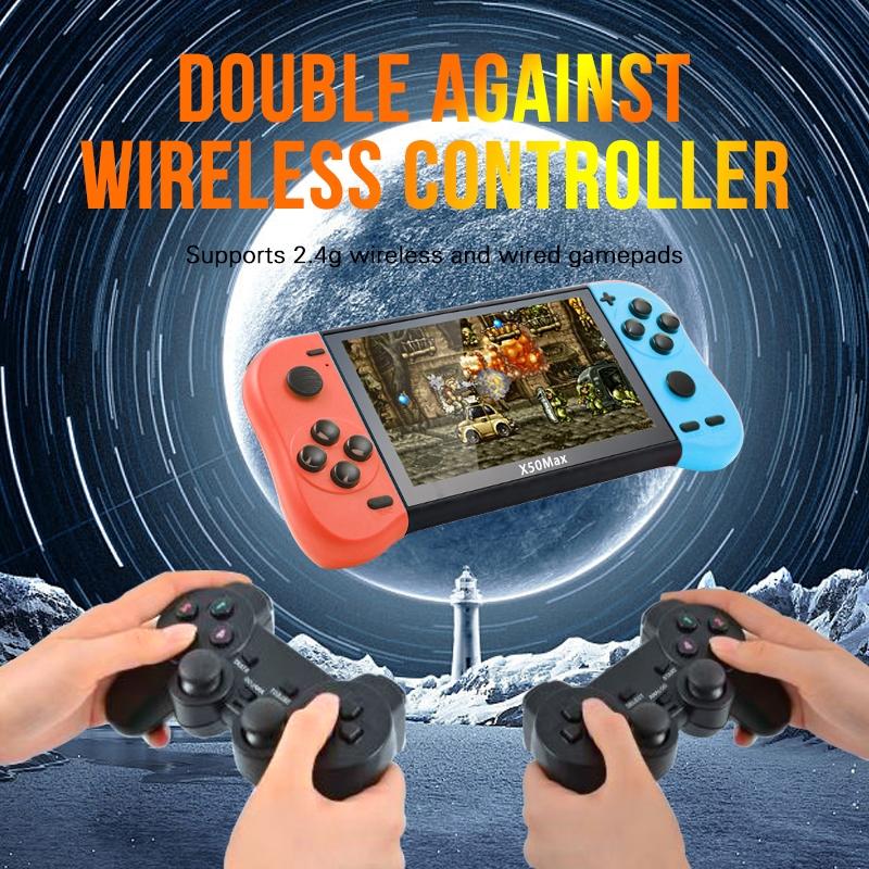 Double Player Handheld Game Console With 6000+ Games - 5.1 Screen - Red+Blue