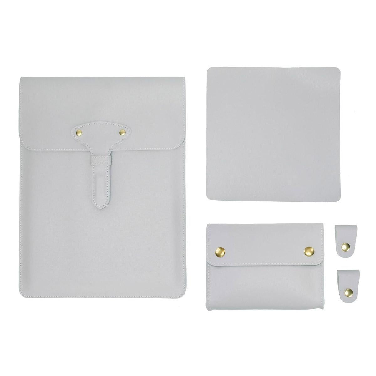 3-in-1 Waterproof Leather Laptop Liner Bag - 14 Inches - Light Yellow
