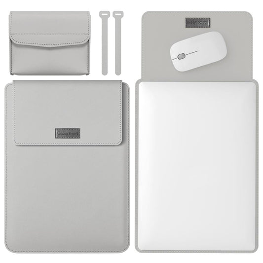 Lightweight 4-in-1 Leather Laptop Bag - 13 / 14 Inches Portable - Grey
