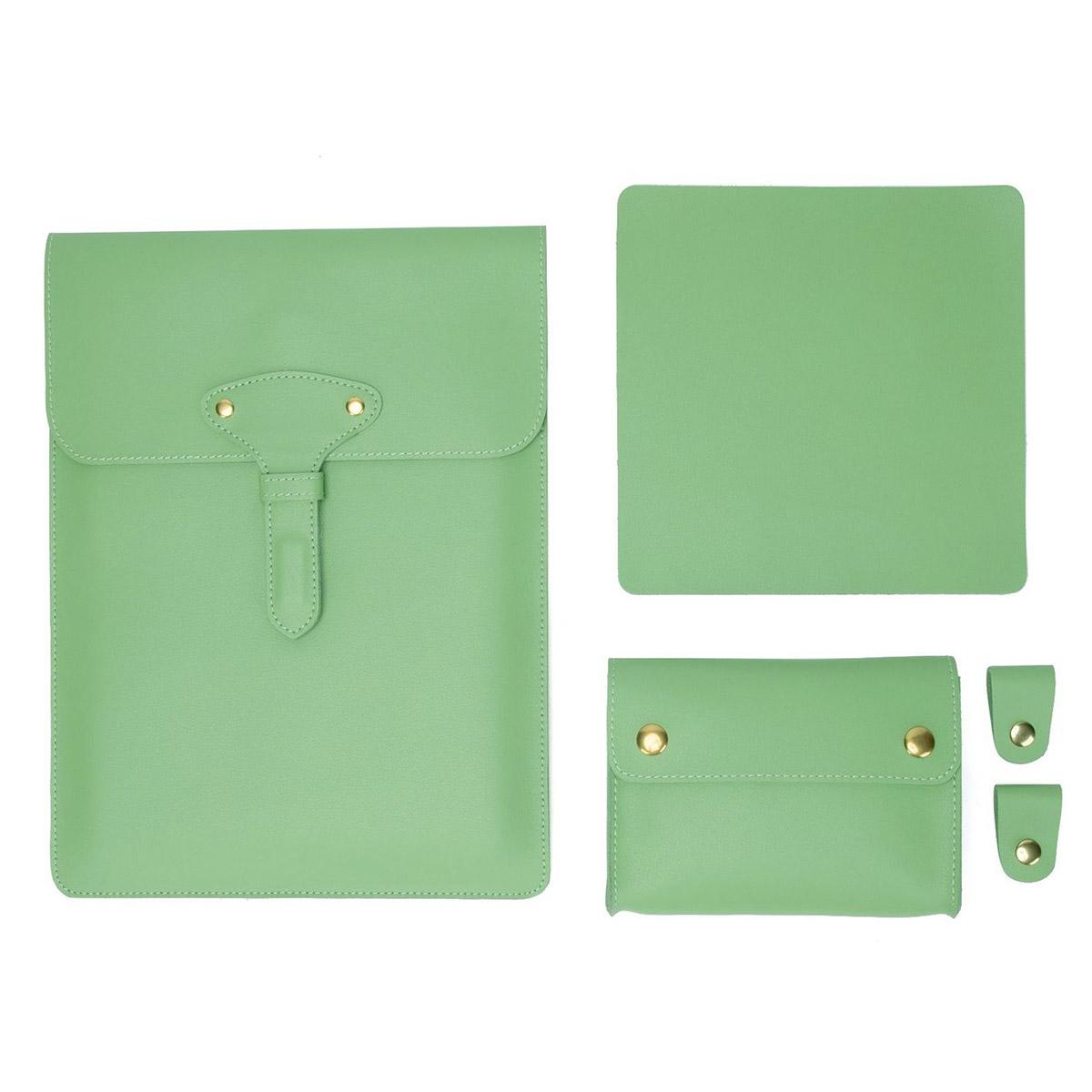 3-in-1 Waterproof Leather Laptop Liner Bag - 14 Inches - Honeydet Oranges
