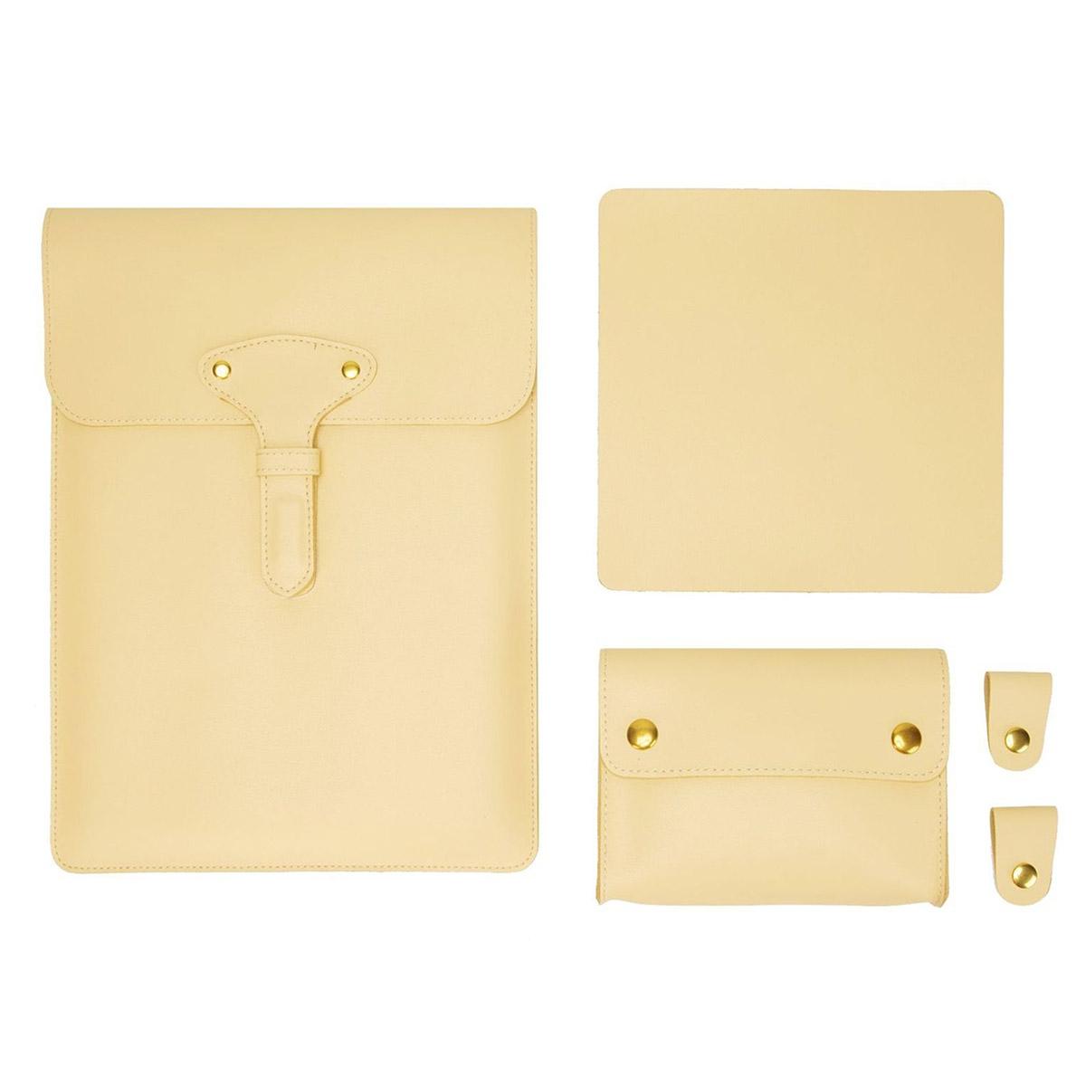 3-in-1 Waterproof Leather Laptop Liner Bag - 14 Inches - Honeydet Oranges
