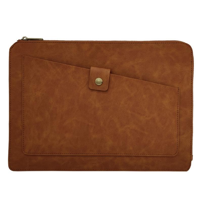Premium Leather Business Laptop / Tablet Zipper Bag - Universal Fit - Green