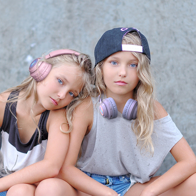 Purple Bunny Wireless Headphones - Glowing Logo, Bluetooth 5.0, 85dB Volume Limit Mode