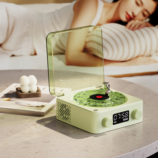 Green Waves Retro Bluetooth Speaker Clock with Ambient Light Projector