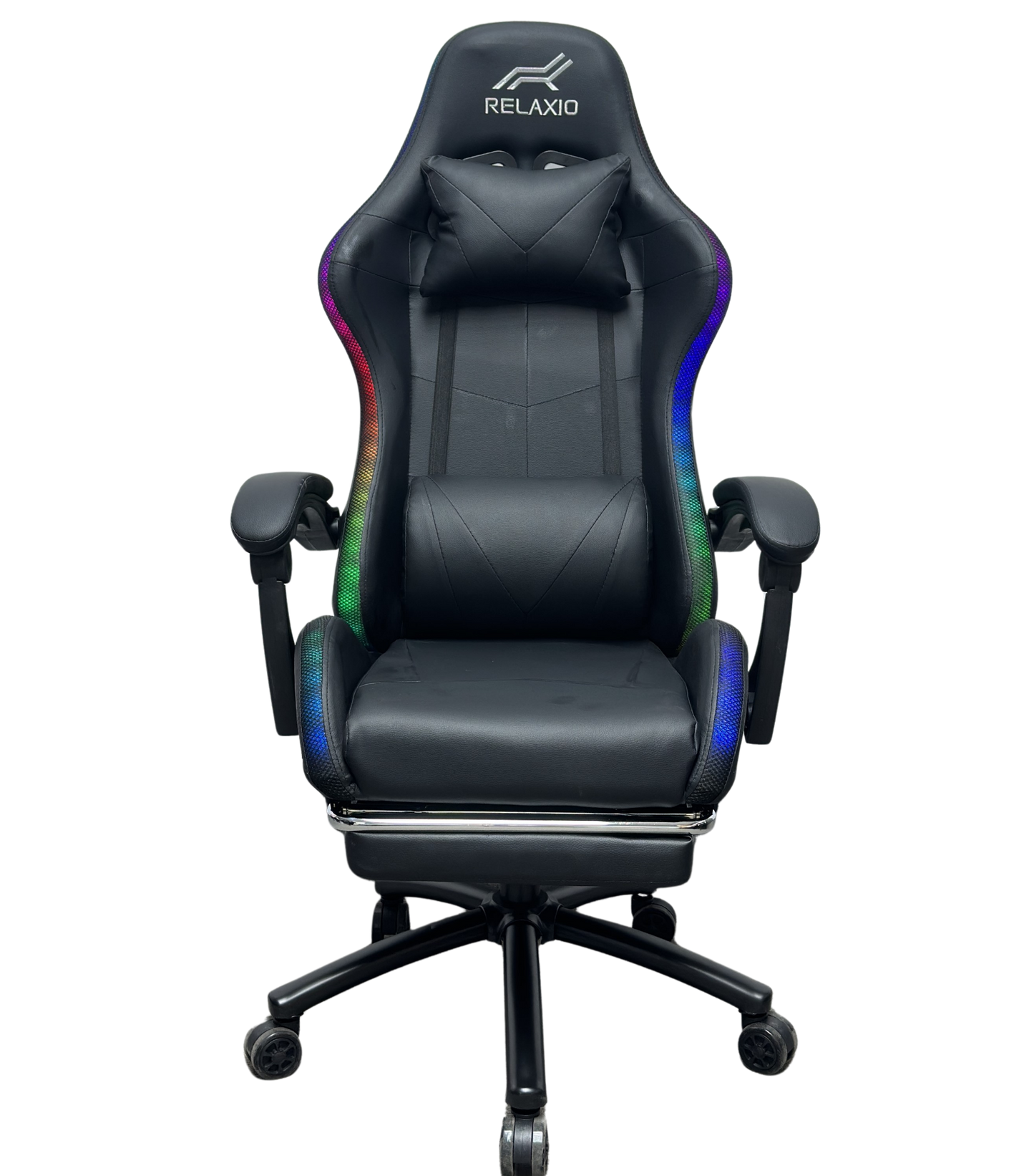 Gaming Chair With Headrest and Foot Rest LED Light - Blue