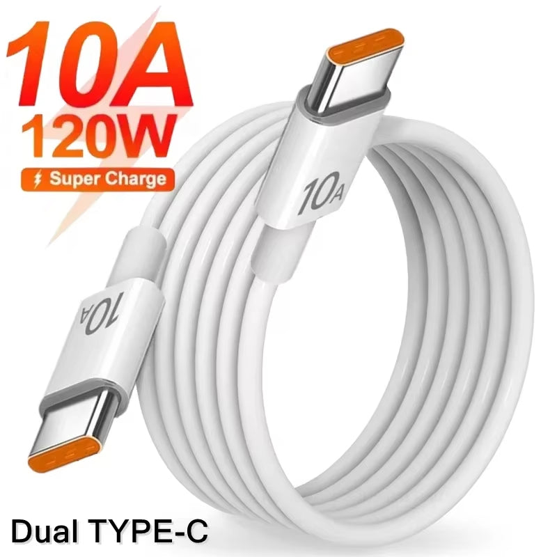 Universal 120W Charging Cable – Dual USB-C, 10A Power Delivery, Fast Sync & Charge