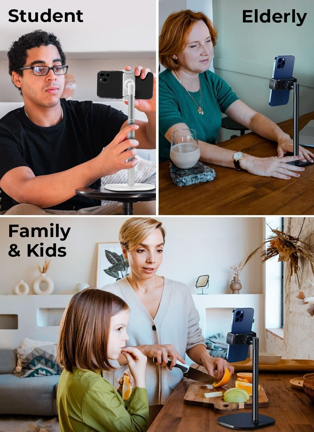 Height Adjustable Phone Holder β Sleek Desktop Stand for Hands-Free Viewing