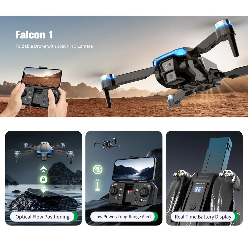 SkySpy 4K: Dual-Cam RC Drone w/ Obstacle Avoidance, 3 Batteries Included