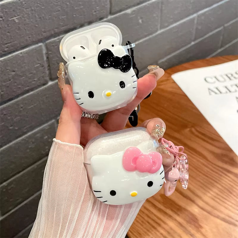 Hello Kitty Glitter Pink AirPods Case – TPU Cover with Keychain (All Models)