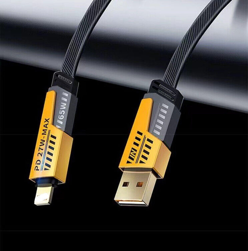 Universal Charging Cable – 4-in-1 Metal Cord for iPhone, Samsung & More