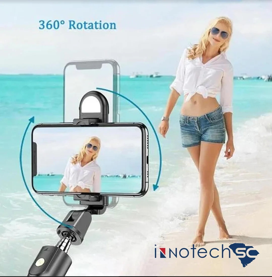 All-in-One Phone Tripod – Selfie Stick with LED Light & Bluetooth Remote