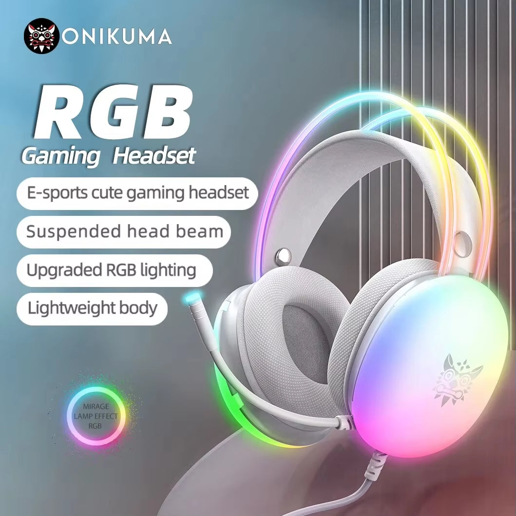 RGB Gaming Headphones – Full Spectrum Lighting, Mic, PC-Optimized for Esports