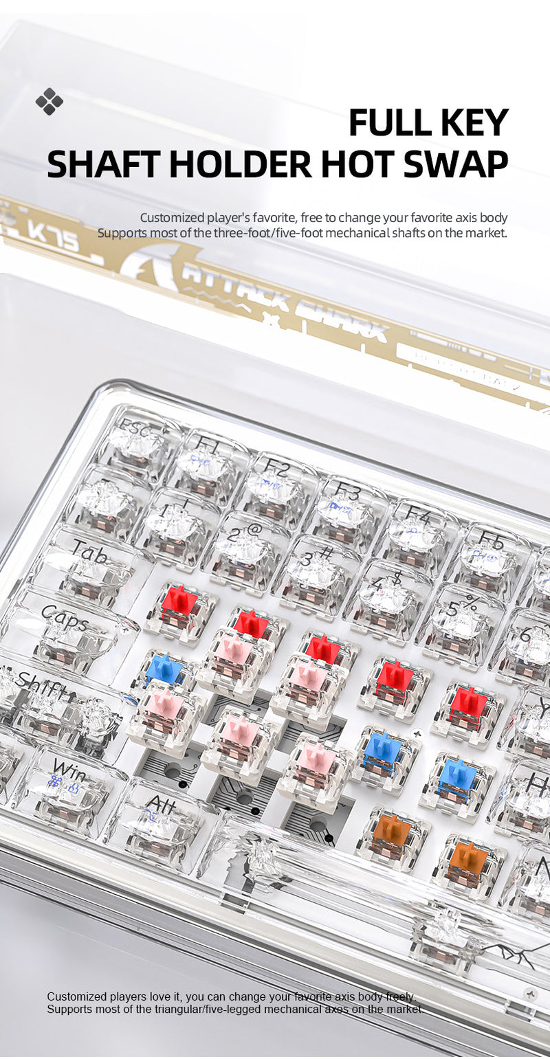 Attack Shark K75RGB Wireless Mechanical Keyboard – Transparent & Hot-Swappable