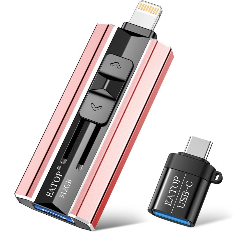 EATOP USB Flash Drive — High Speed & Capacity, Plug & Play Backup for iPhone, iPad, Android & PC No App Needed, Instant Photo & Video Storage