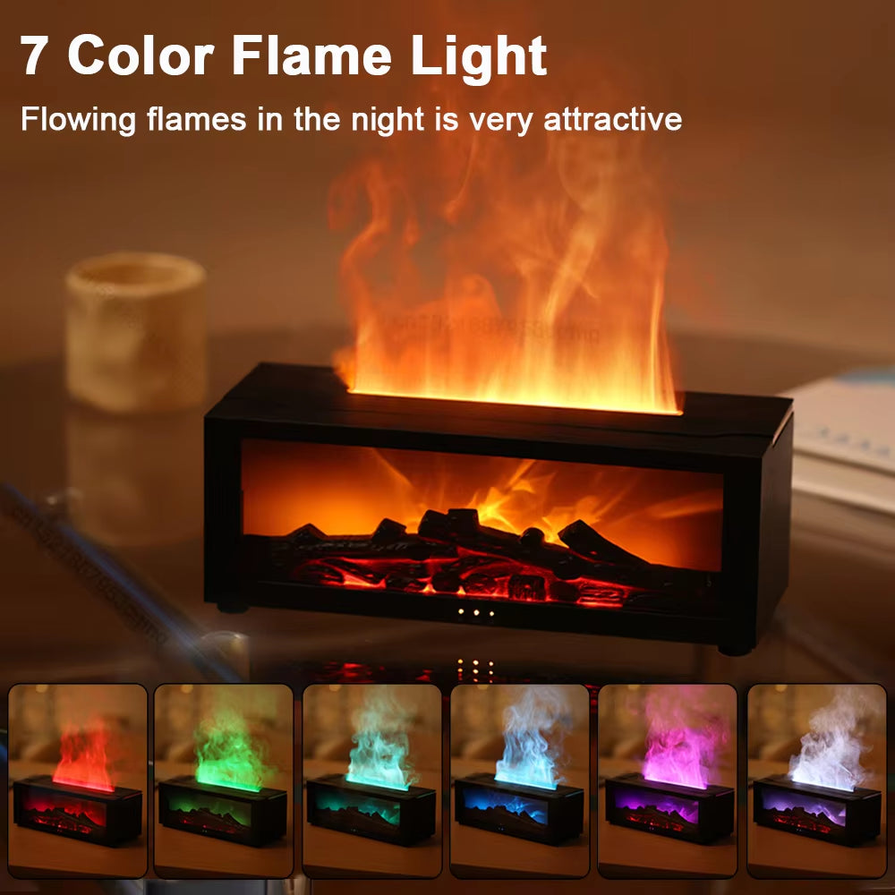Flame Effect Aroma Diffuser – Ultrasonic Humidifier with Night Light & Essential Oil Mist