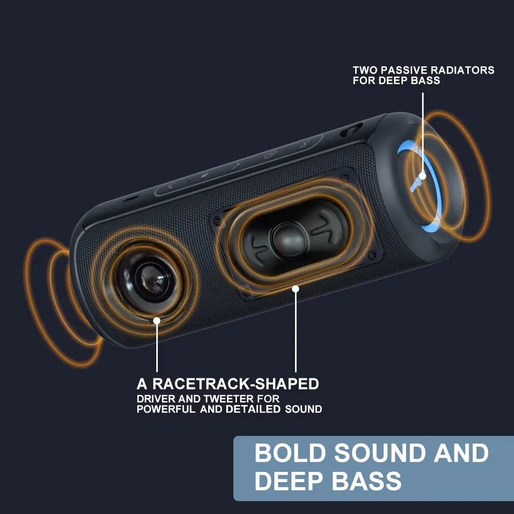 P3 30W Bluetooth Speaker – Waterproof, Bass Boost, RGB Lights & Dual Pairing Power