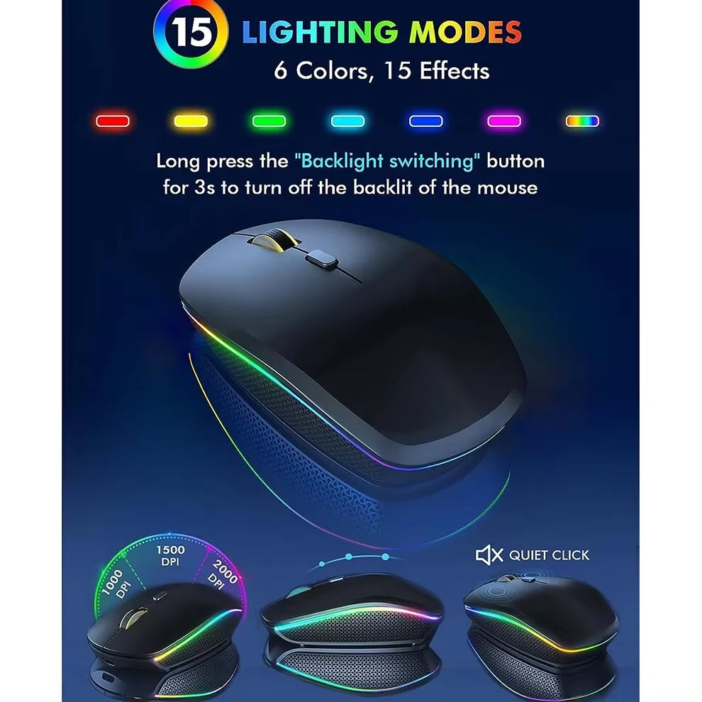Wireless RGB Keyboard Mouse Set – Type-C Rechargeable Combo for PC & Laptop