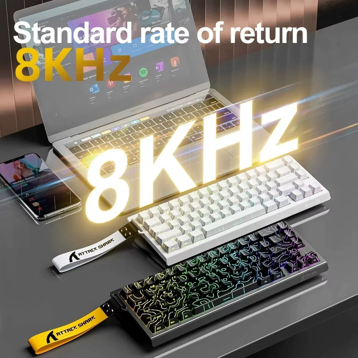 ATTACK SHARK X68HE Wired Gaming Keyboard Magnetic Switch RGB 8K E-Sports Mechanical Keyboard 0.01Mm RT Accuracy 128K Scan Rate