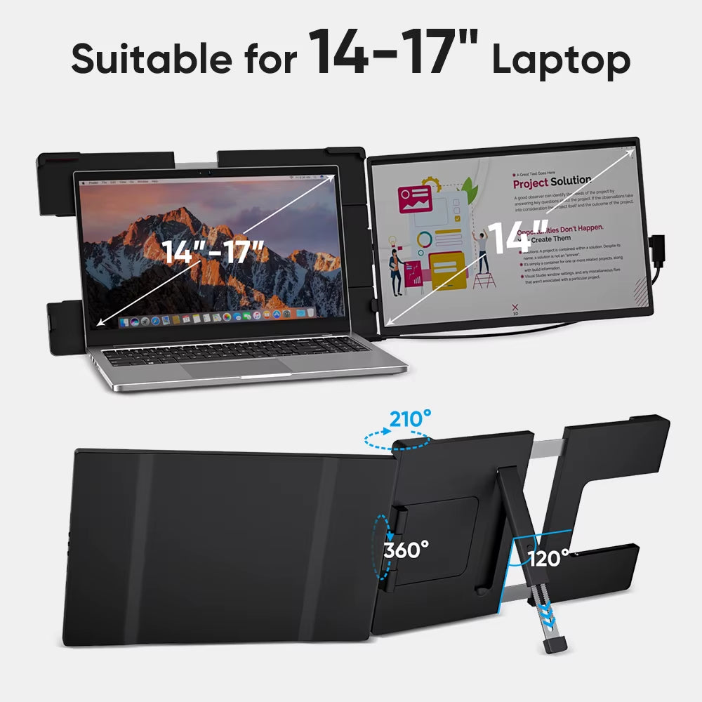 14.1" Portable Monitor – FHD IPS Display for Phones, PCs & Laptops, Windows & Mac Compatible