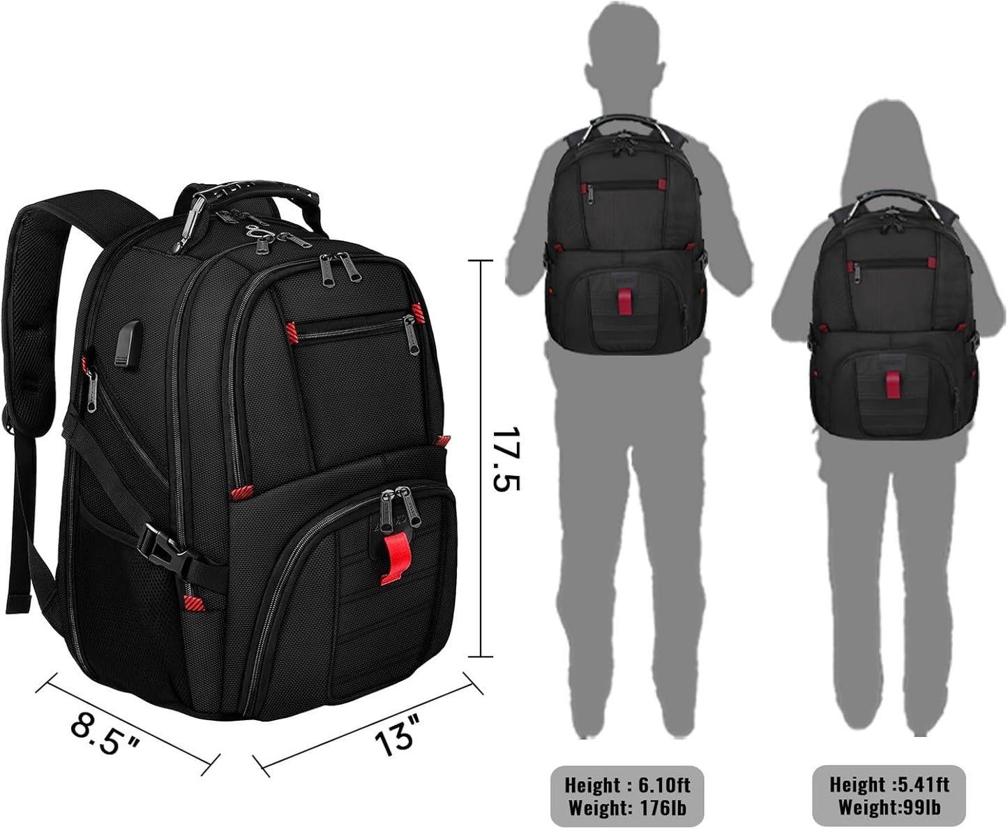 Airline-Approved 50L USB Charging Backpack – Fits Up To 17" Laptop