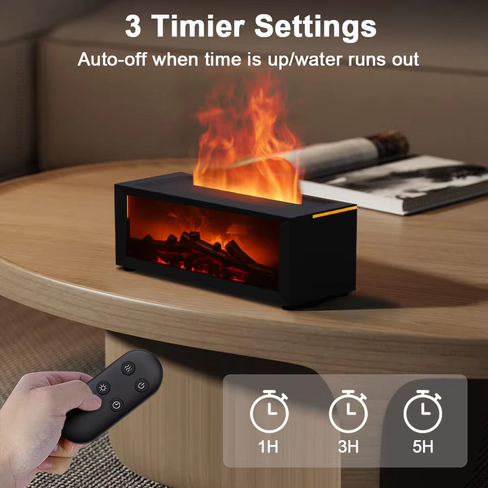 Flame Effect Aroma Diffuser – Ultrasonic Humidifier with Night Light & Essential Oil Mist