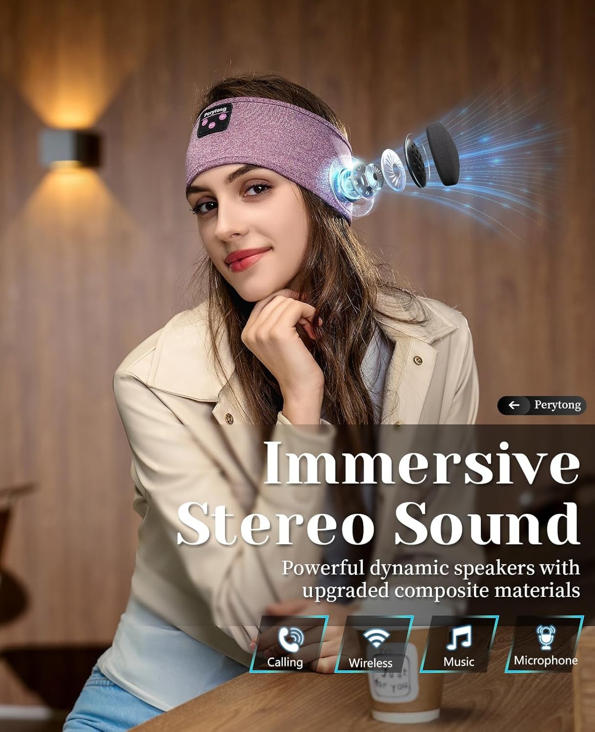 Purple Wireless Headband Headphones – Sleep + Workout