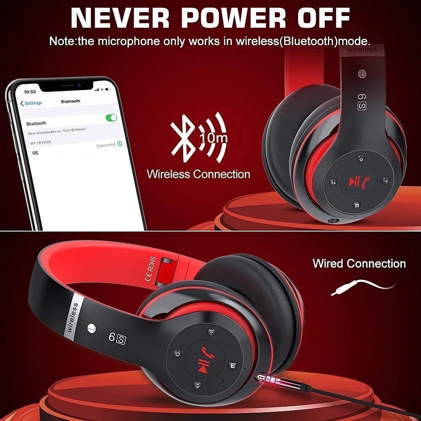 Over-Ear Bluetooth Headphones – 6 EQ Modes