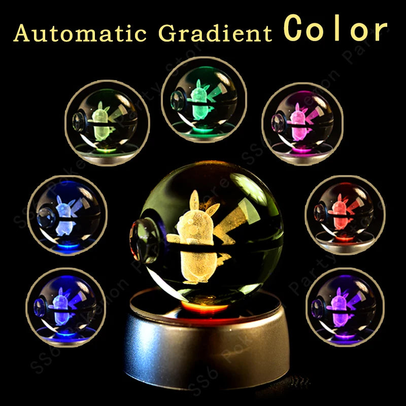 Pokémon LED Crystal Ball – 3D Glass Pokéball Lamp with Pikachu, Mewtwo, Charizard & More, COLLECT THEM ALL!
