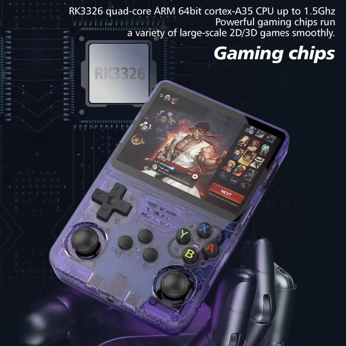 R36S Handheld Game Console – 3.5” IPS Screen, 64GB/128GB Retro Games, ArkOS System