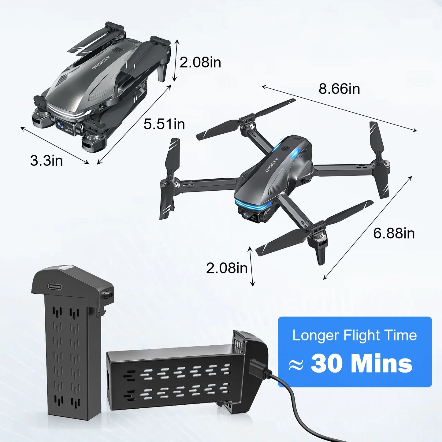 Aerial FPV Drone – 1080P Cam + Optical Flow