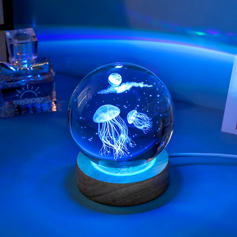 3D Jellyfish Lamp – Crystal Ball LED Light for Bedroom & Desk