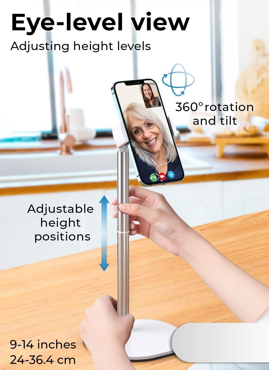 Height Adjustable Phone Holder β Sleek Desktop Stand for Hands-Free Viewing