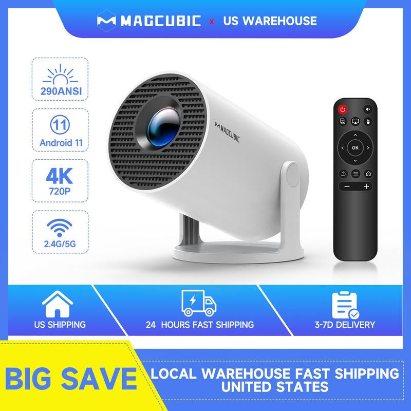 HY300Pro Mini 4K Projector — 290ANSI Brilliance, Dual WiFi6, Android 11, Built-In Sound & Remote 2025’s Ultimate Home + Outdoor Cinema