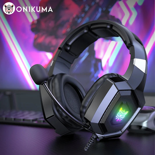 K8 Gaming Headphones – RGB Glow, Flexible Mic, Immersive Sound for PC & Console