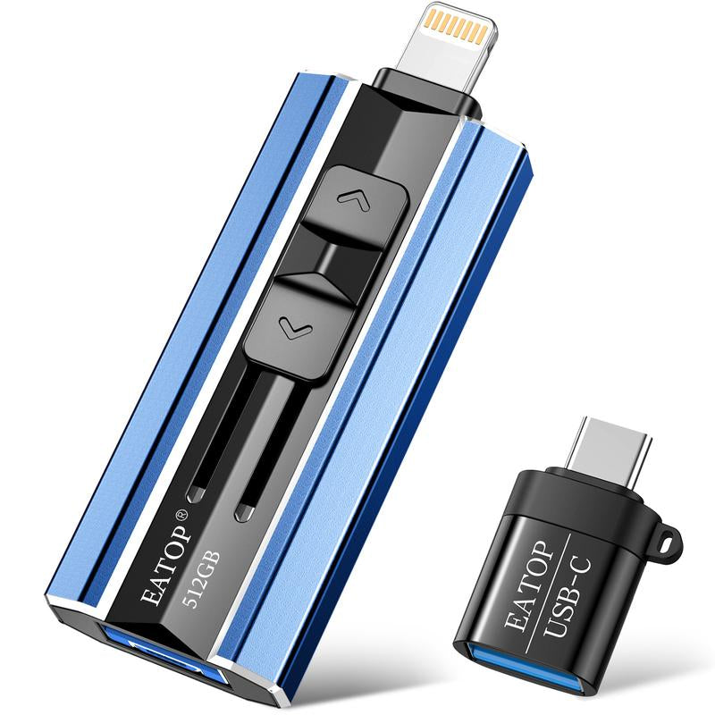 EATOP USB Flash Drive — High Speed & Capacity, Plug & Play Backup for iPhone, iPad, Android & PC No App Needed, Instant Photo & Video Storage