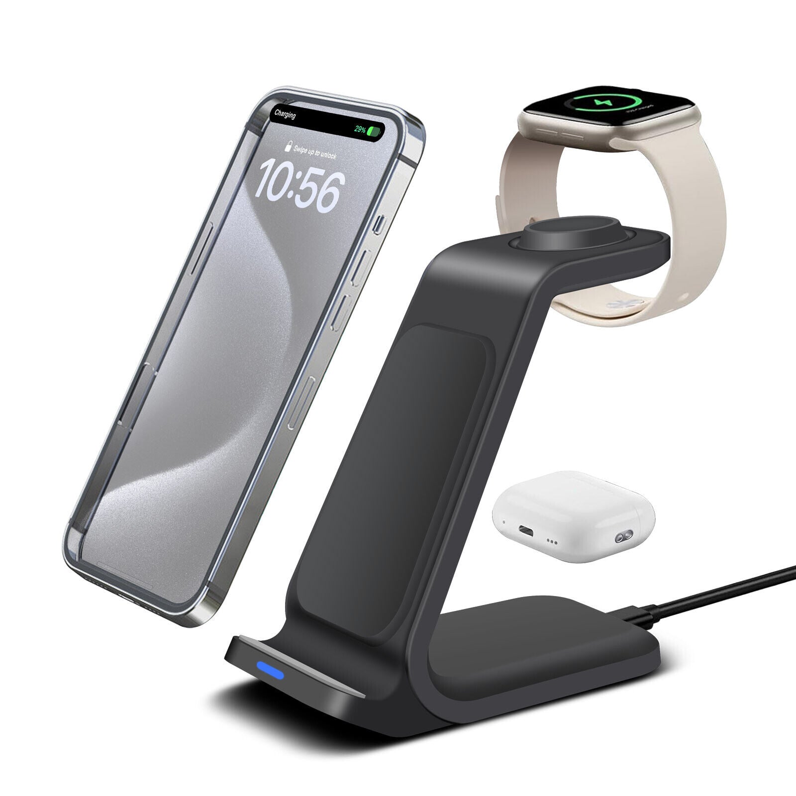Premium Wireless Charger Dock Charging Station 3-in-1 for Apple & Samsung Products