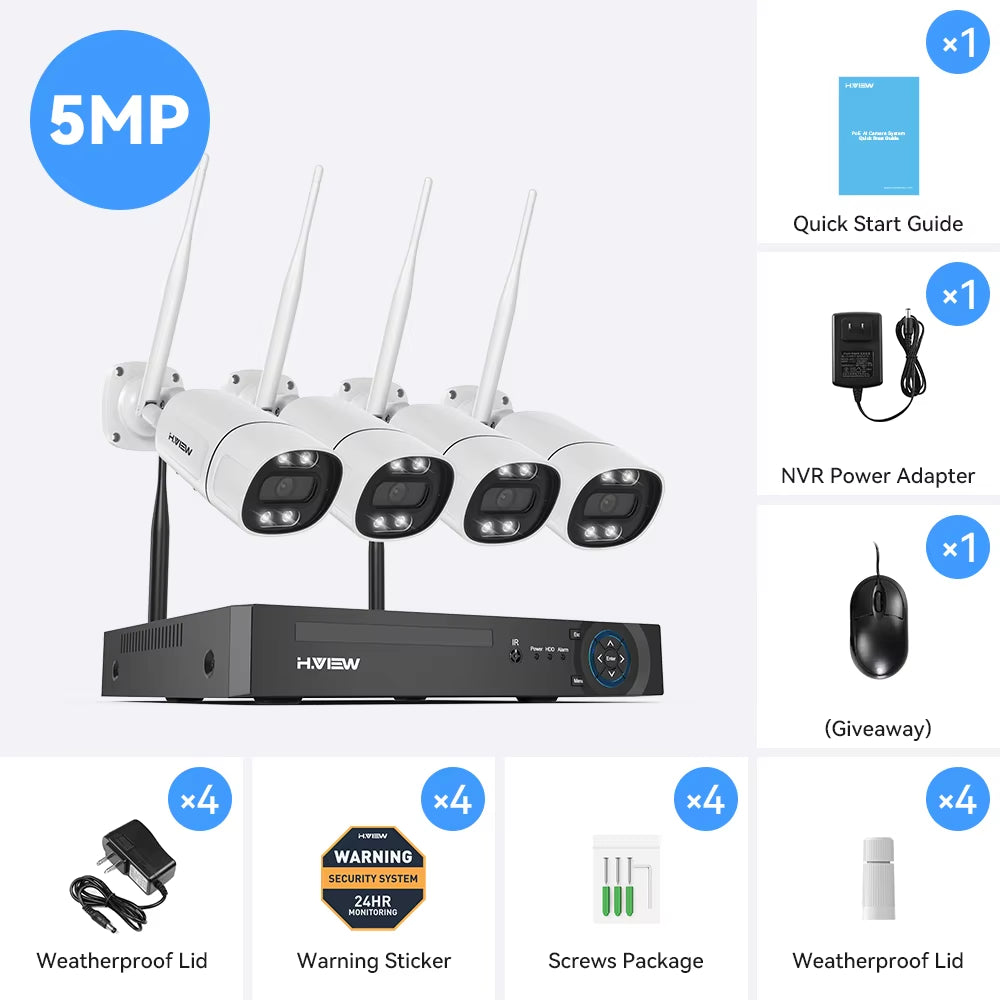 8CH 5MP Wireless CCTV Kit – Indoor/Outdoor, 2-Way Audio, NVR